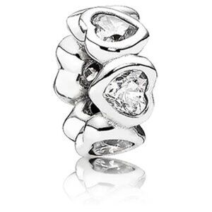 PANDORA Space in My Heart Spacer with Clear Zirconia Authentic Silver Love